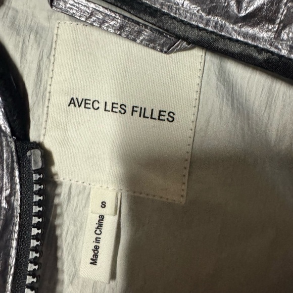 Avec Les Filles Metallic Silver Hooded Longline Rain Coat Trench Pockets Size S - Picture 7 of 8